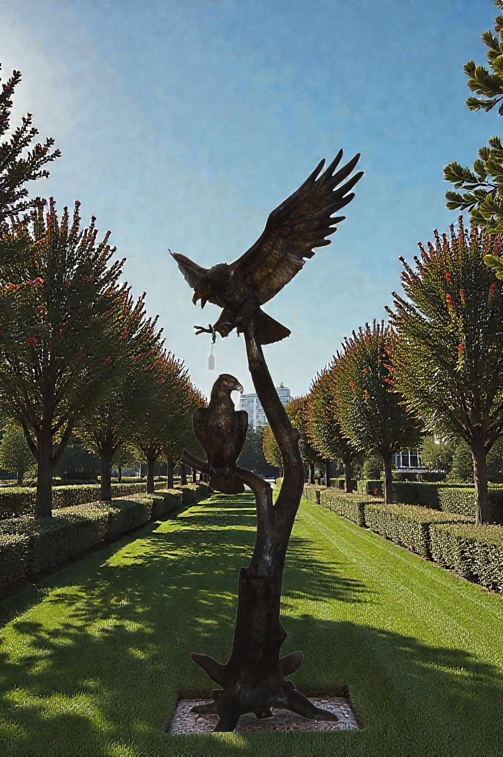 Two Eagles on a Tree - Size: 47"L x 30"W x 94"H. - 12