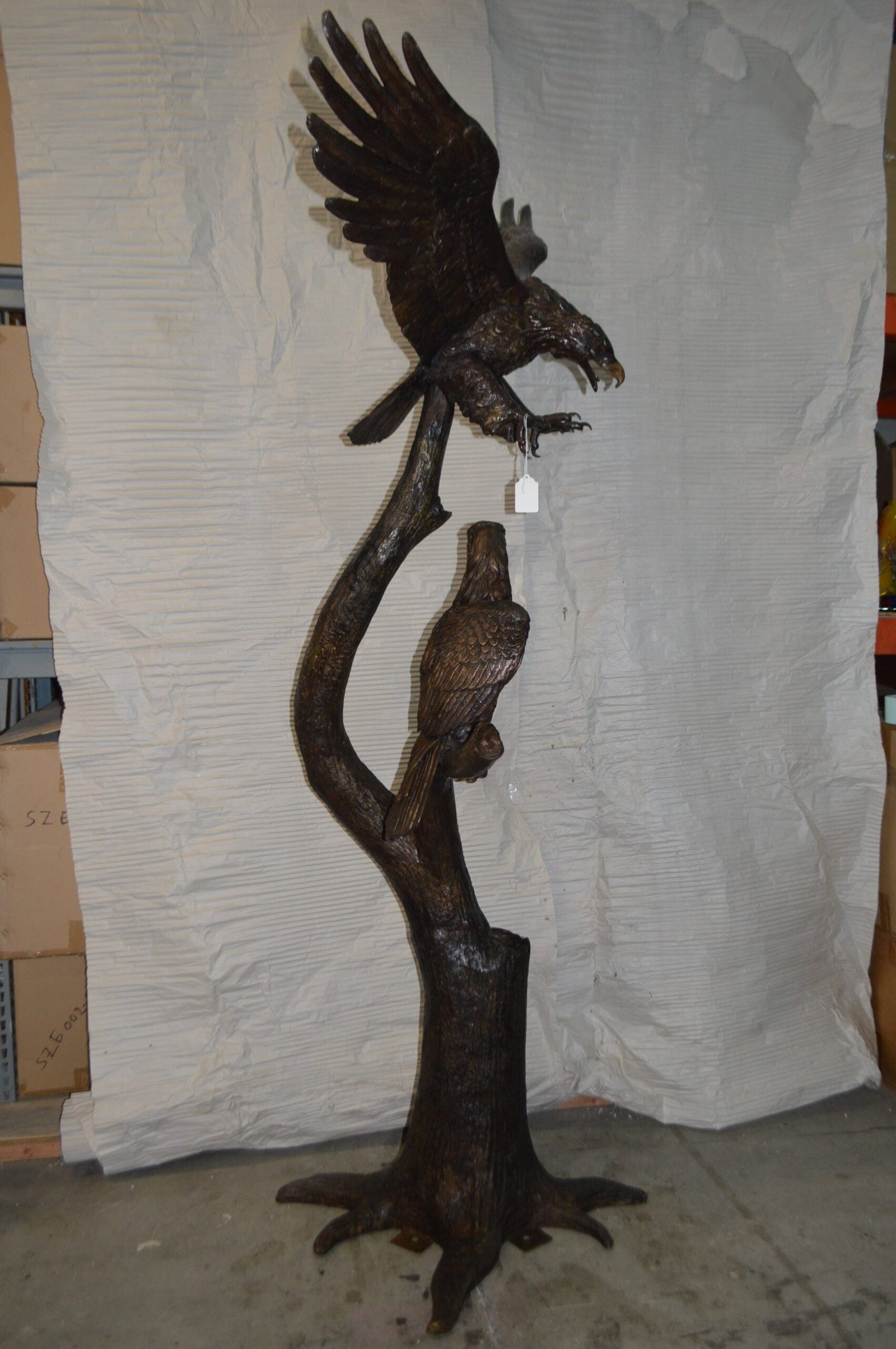 Two Eagles on a Tree - Size: 47"L x 30"W x 94"H. - 6