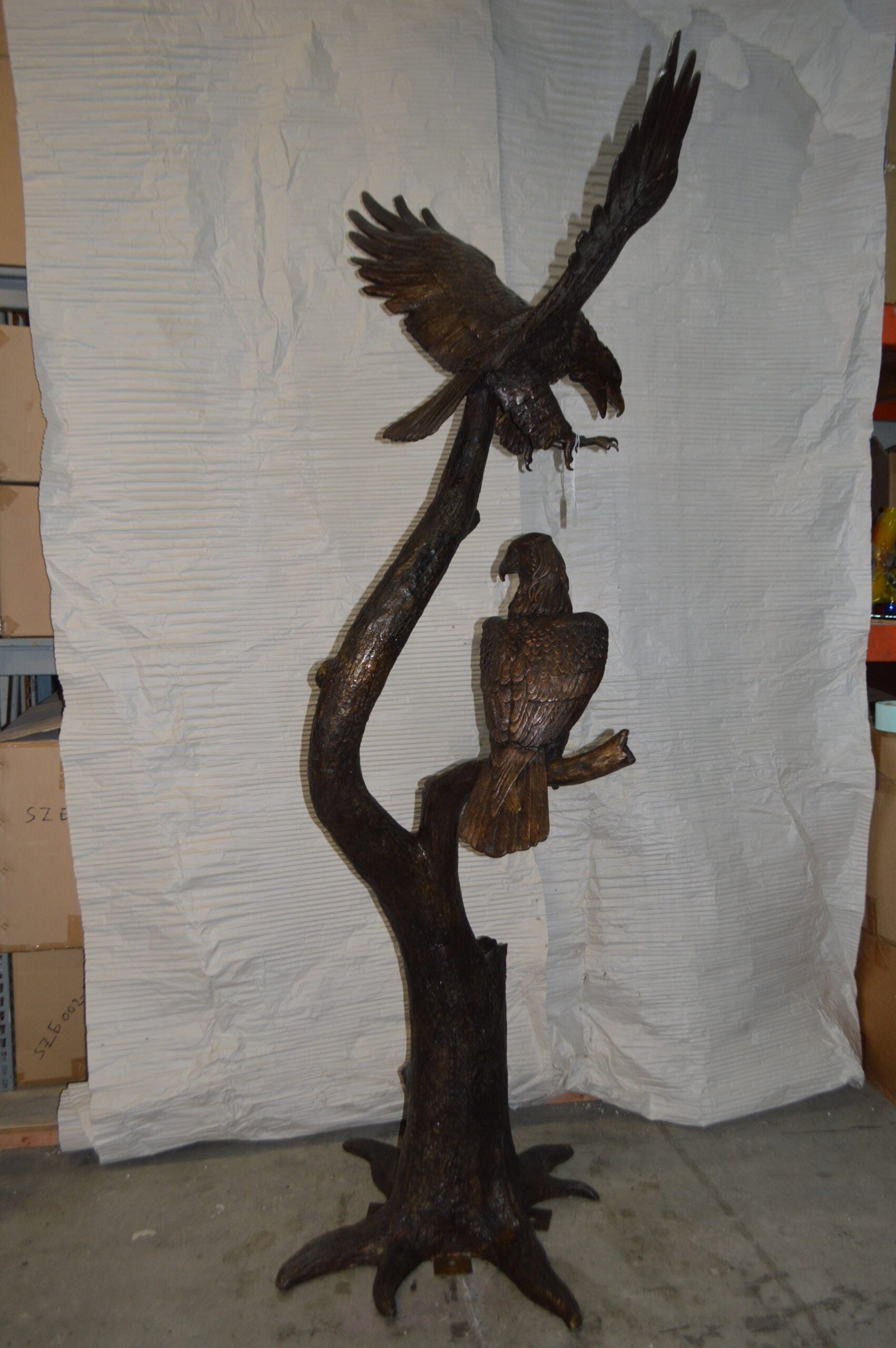 Two Eagles on a Tree - Size: 47"L x 30"W x 94"H. - 8