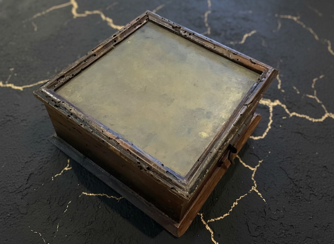 Vintage Copper & Brass Medical Inhaler in Handcrafted Wooden Storage Box - 11