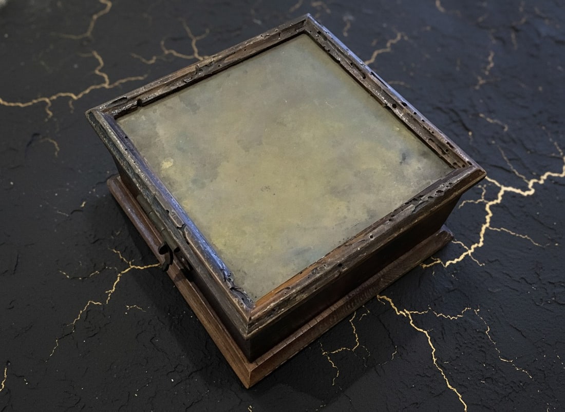 Vintage Copper & Brass Medical Inhaler in Handcrafted Wooden Storage Box - 12