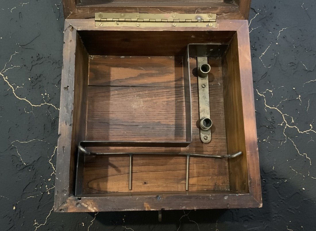Vintage Copper & Brass Medical Inhaler in Handcrafted Wooden Storage Box - 9