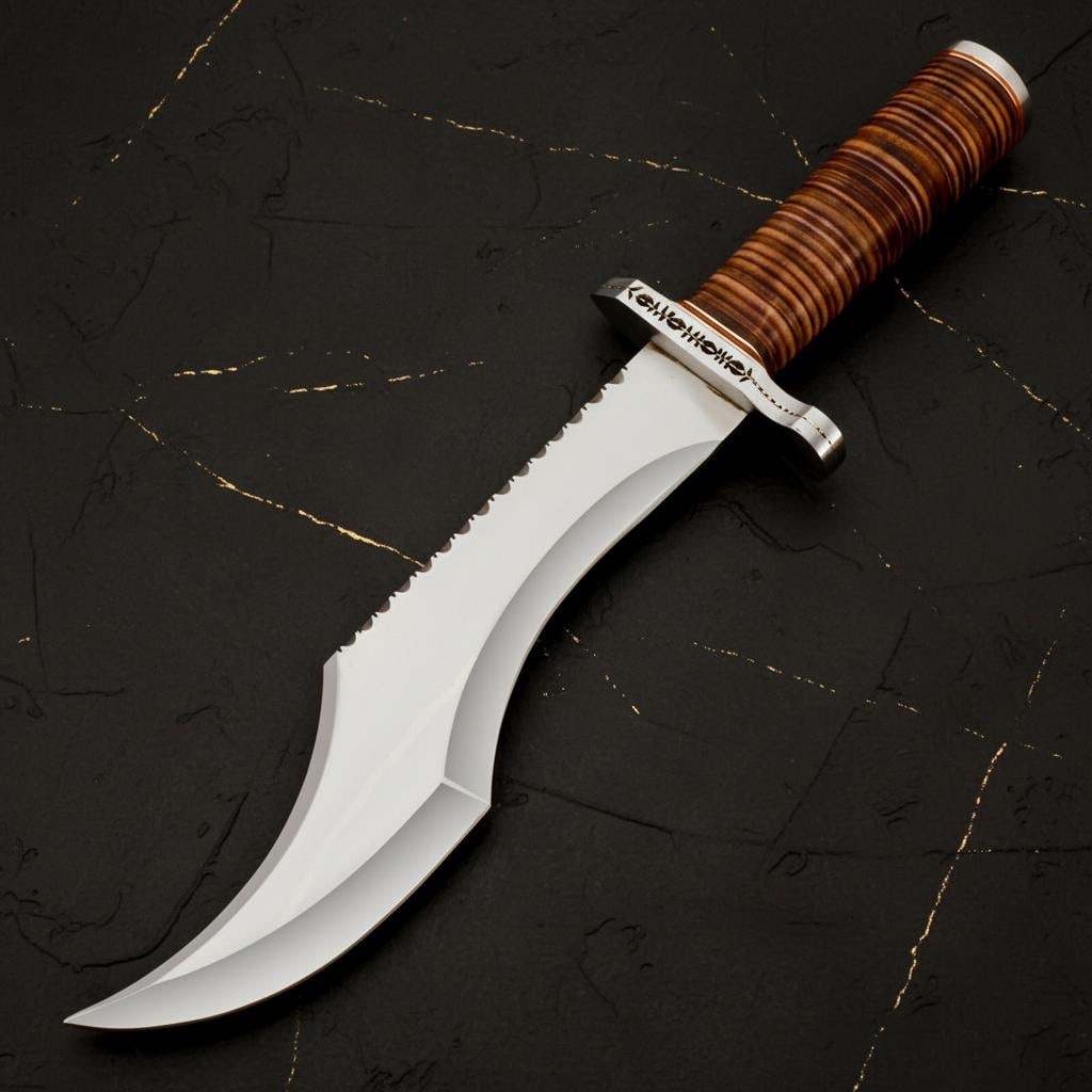 Handmade D2 Steel Bowie Knife 15.5" - Custom Hunting & Survival w/ Leather Sheath (1 of 7)