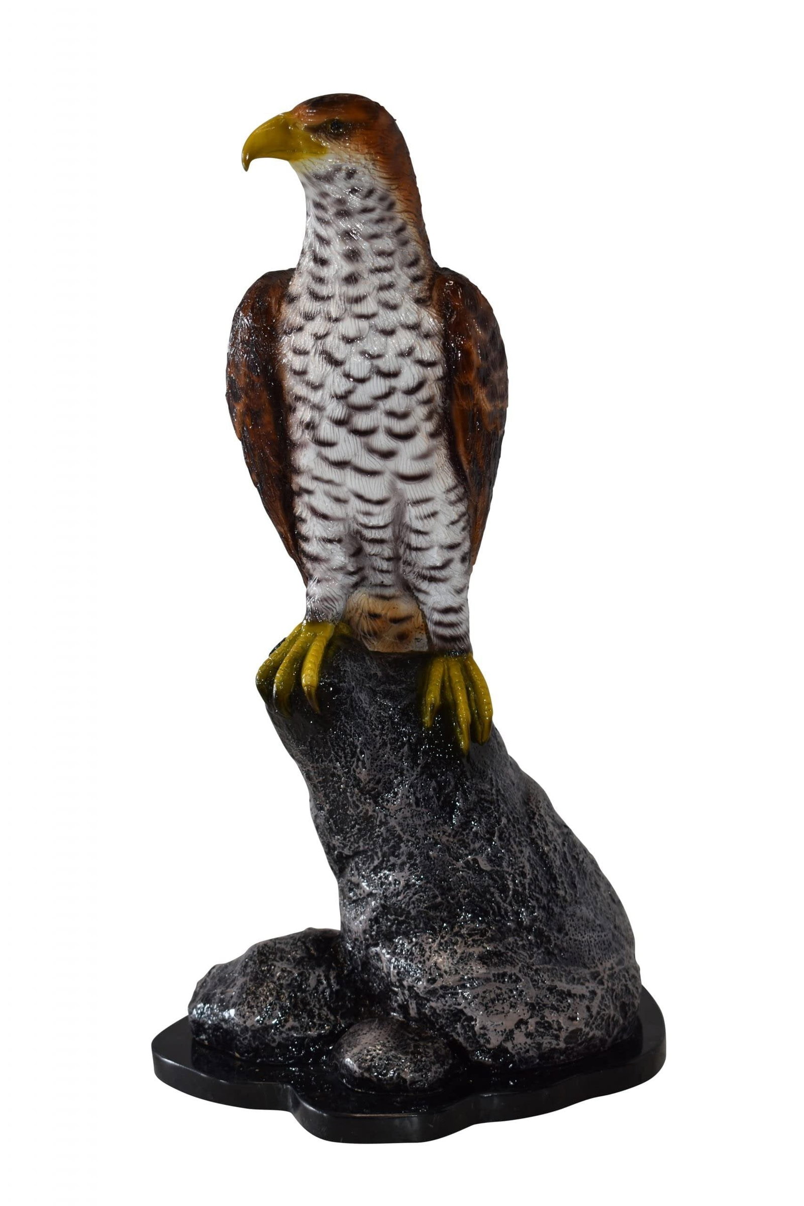 Eagle Standing on a Rock Looking for Prey Size: 10" x 13" x 22"H: Title:Eagle Standing on a Rock Looking for Prey Size: 10" x 13" x 22"H Description:This charming bronze statue depicts the American bald eagle. The eagle head captures the essence of the majestic bird