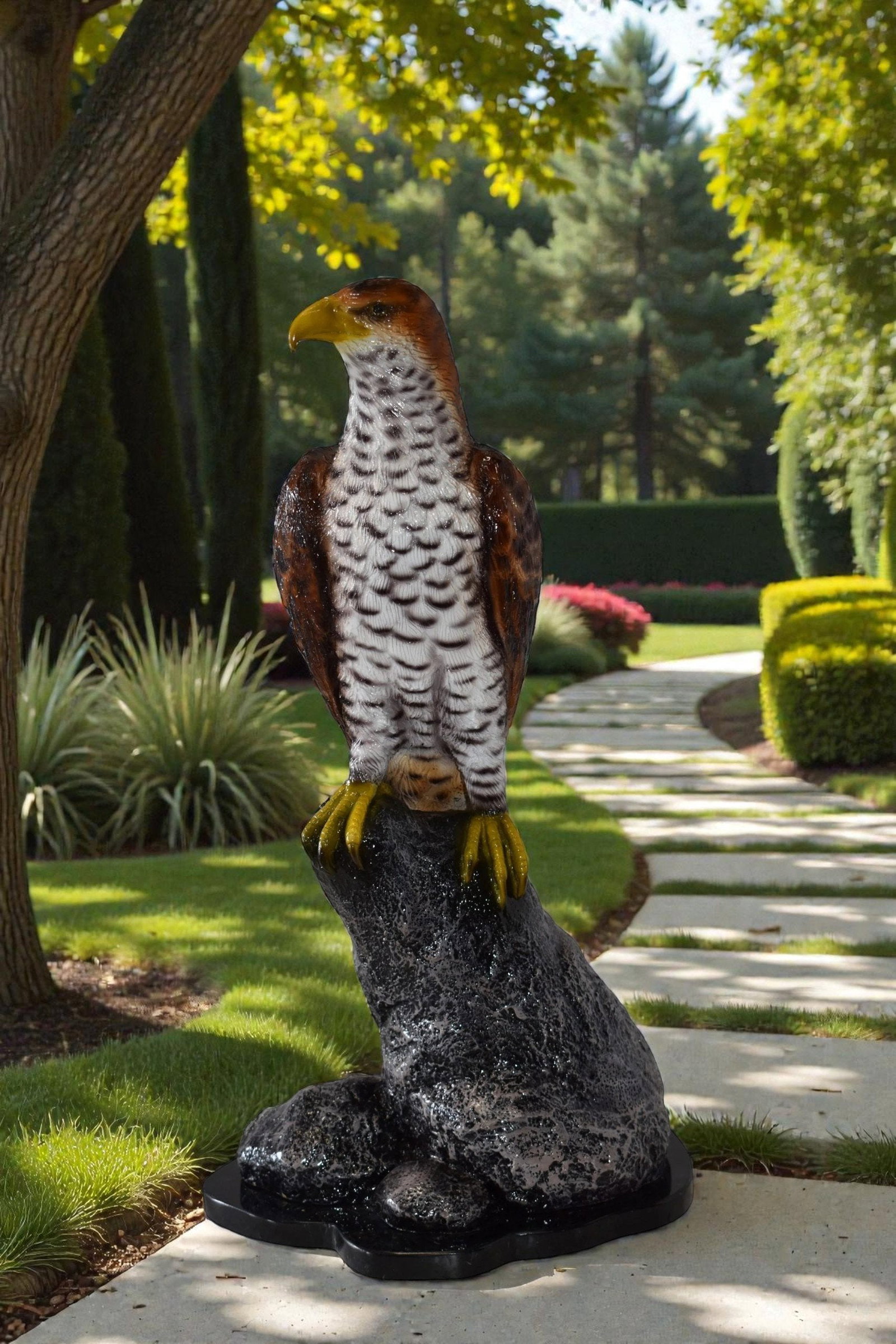 Eagle Standing on a Rock Looking for Prey Size: 10" x 13" x 22"H - 3