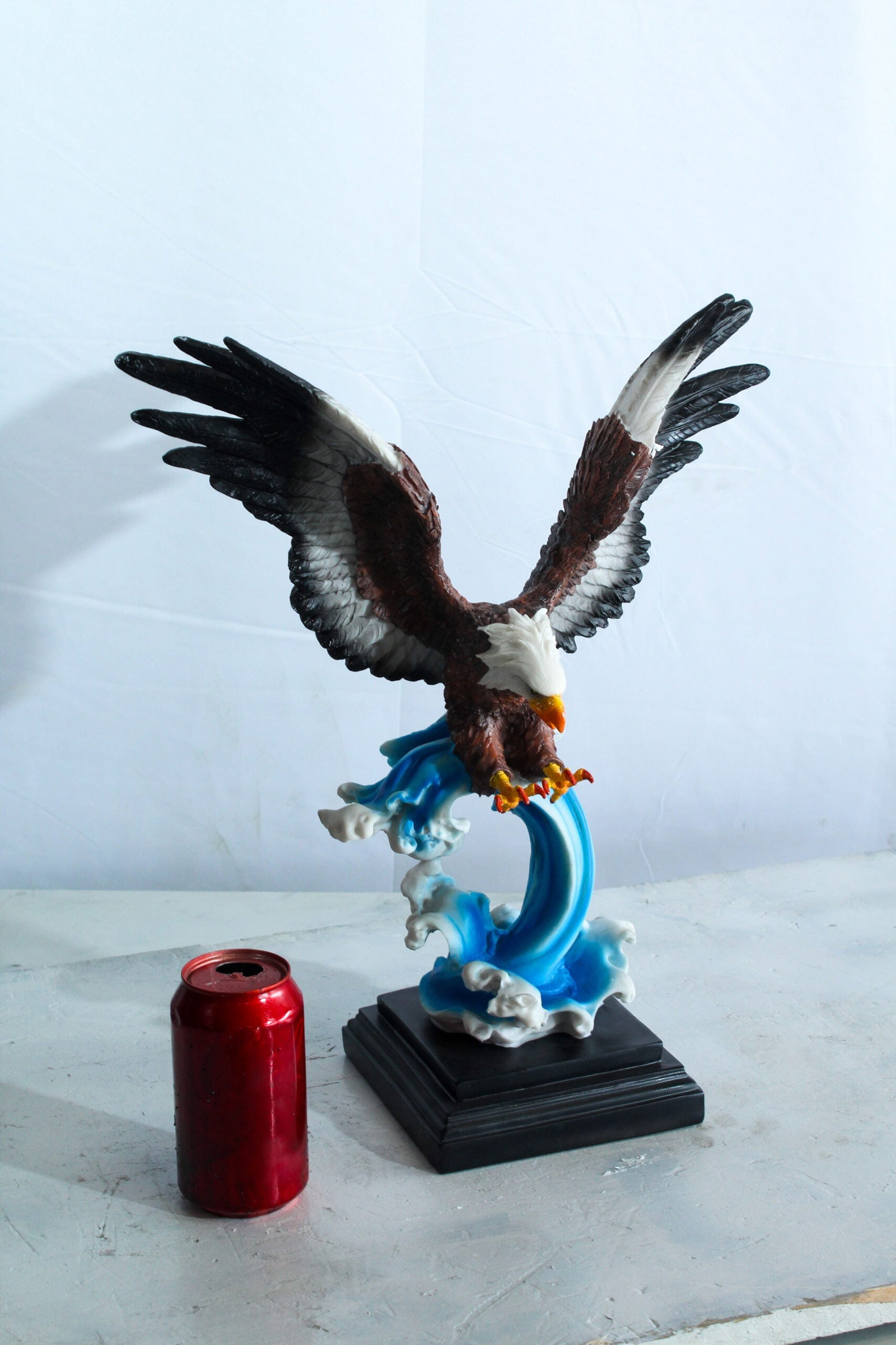 Resin Bald Eagle Statue - Indoor Patriotic Sculpture, Hand-Painted Eagle with Wings Spread Over - 11