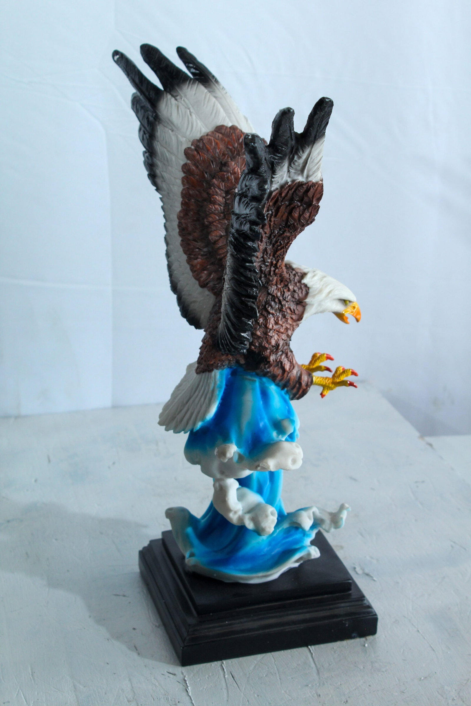 Resin Bald Eagle Statue - Indoor Patriotic Sculpture, Hand-Painted Eagle with Wings Spread Over - 2