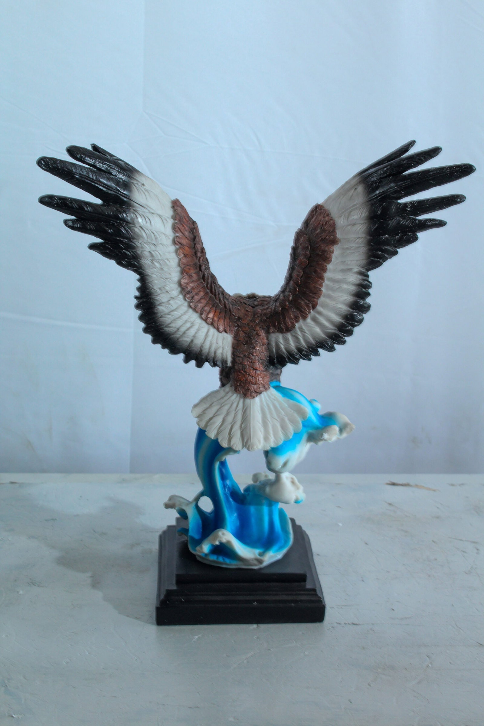 Resin Bald Eagle Statue - Indoor Patriotic Sculpture, Hand-Painted Eagle with Wings Spread Over - 3