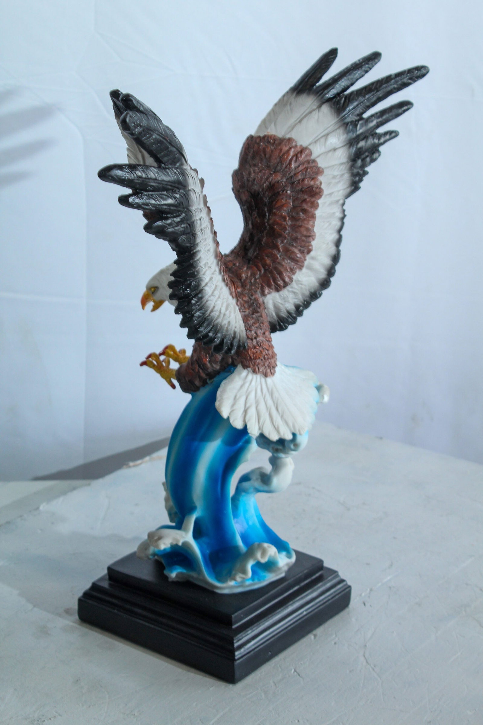 Resin Bald Eagle Statue - Indoor Patriotic Sculpture, Hand-Painted Eagle with Wings Spread Over - 4
