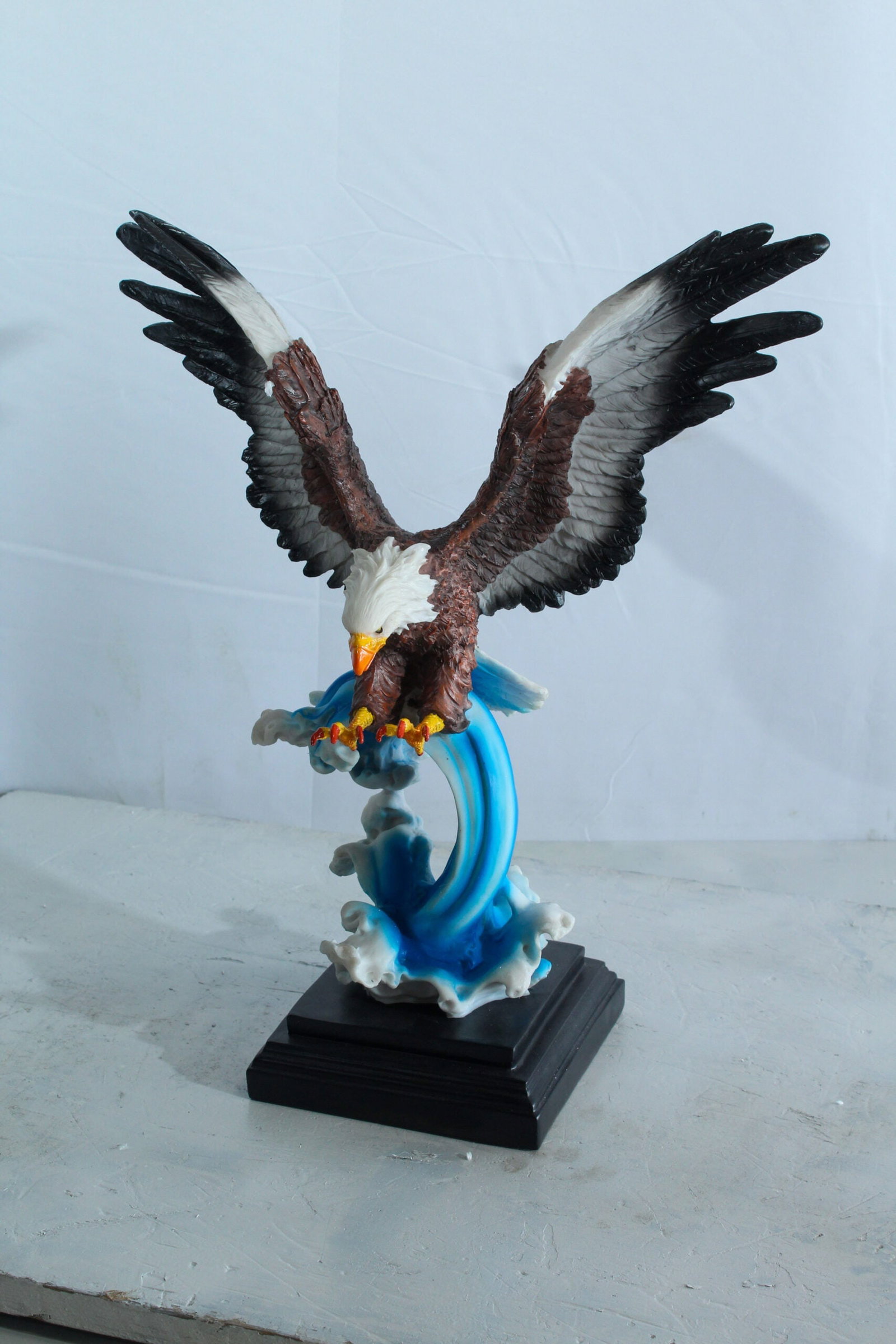 Resin Bald Eagle Statue - Indoor Patriotic Sculpture, Hand-Painted Eagle with Wings Spread Over - 6