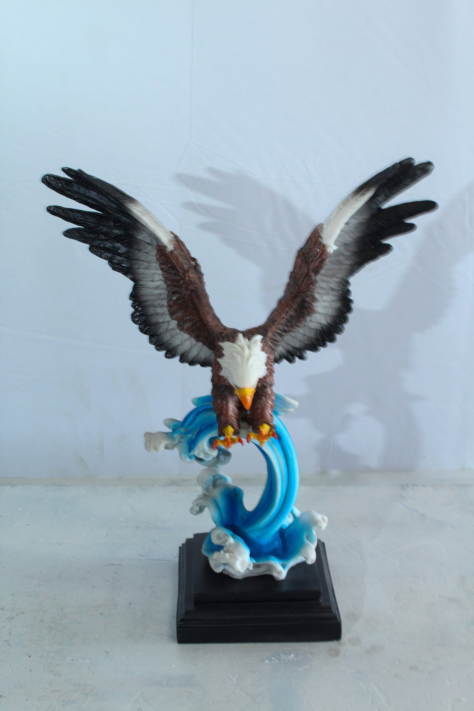 Resin Bald Eagle Statue - Indoor Patriotic Sculpture, Hand-Painted Eagle with Wings Spread Over - 8