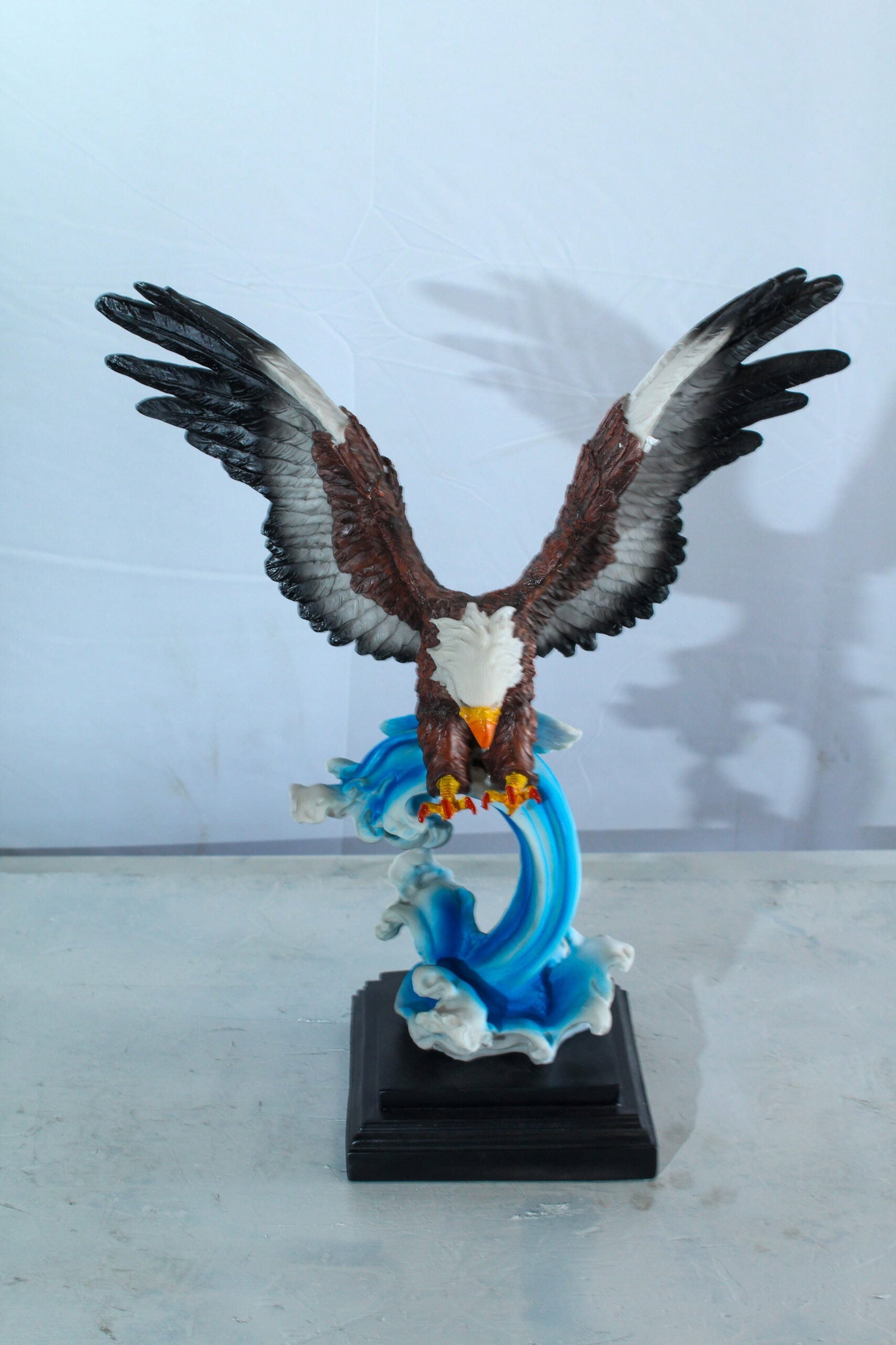 Resin Bald Eagle Statue - Indoor Patriotic Sculpture, Hand-Painted Eagle with Wings Spread Over - 9