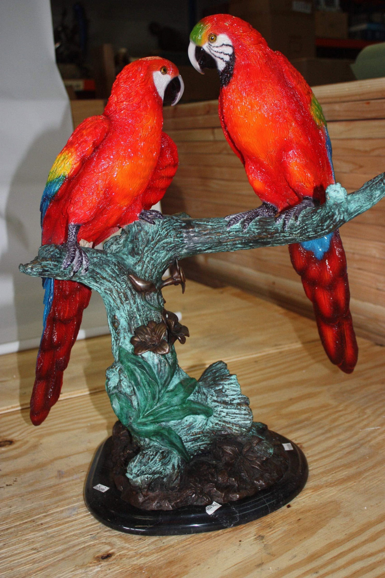 Two Bronze Beautiful Parrots On A Tree - 10
