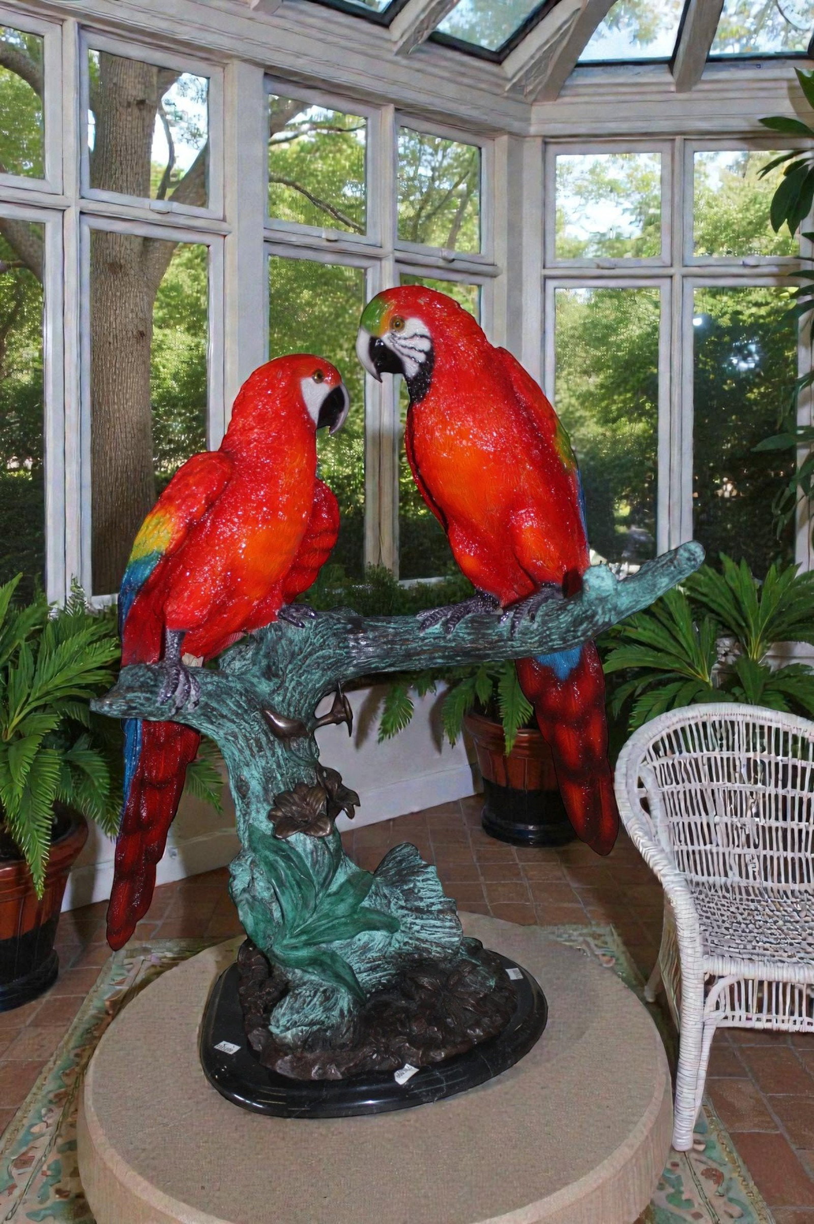 Two Bronze Beautiful Parrots On A Tree - 2