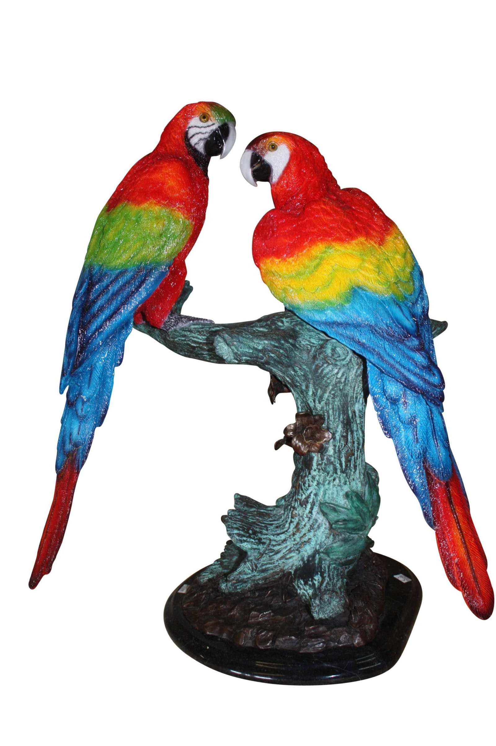 Two Bronze Beautiful Parrots On A Tree - 3