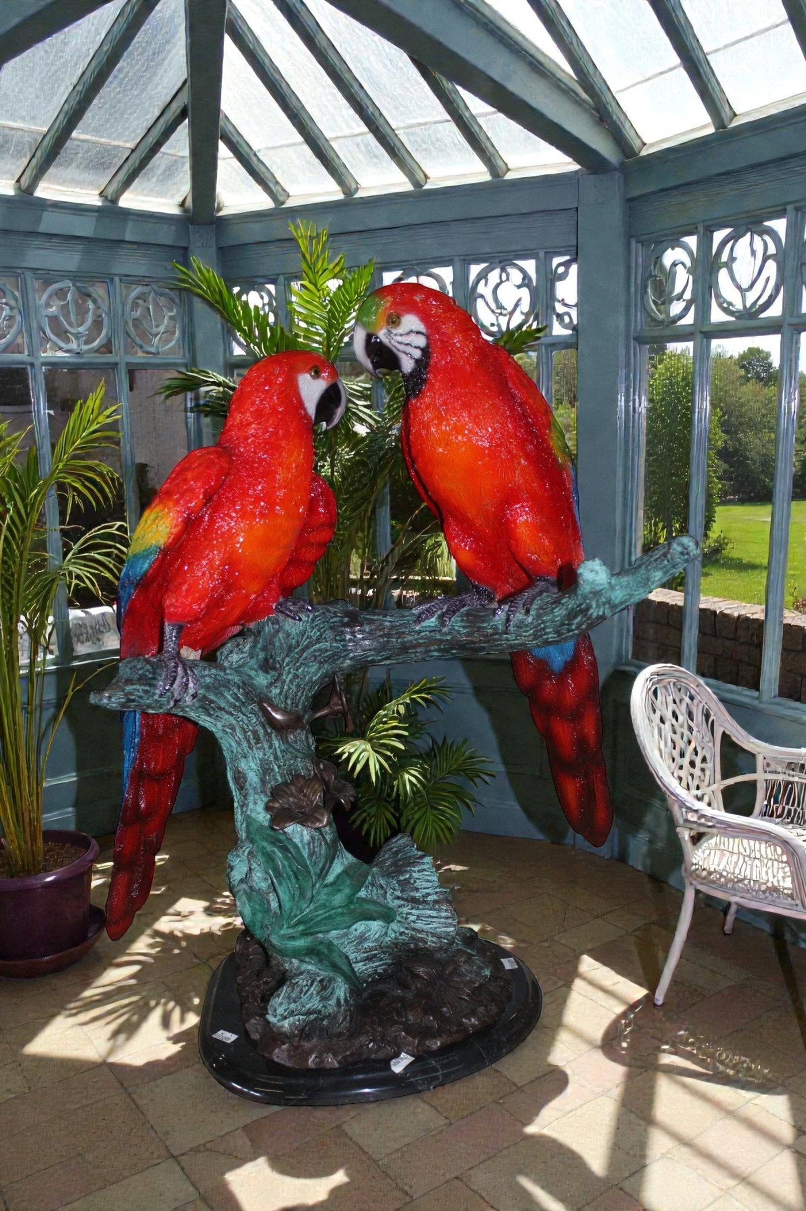 Two Bronze Beautiful Parrots On A Tree - 4