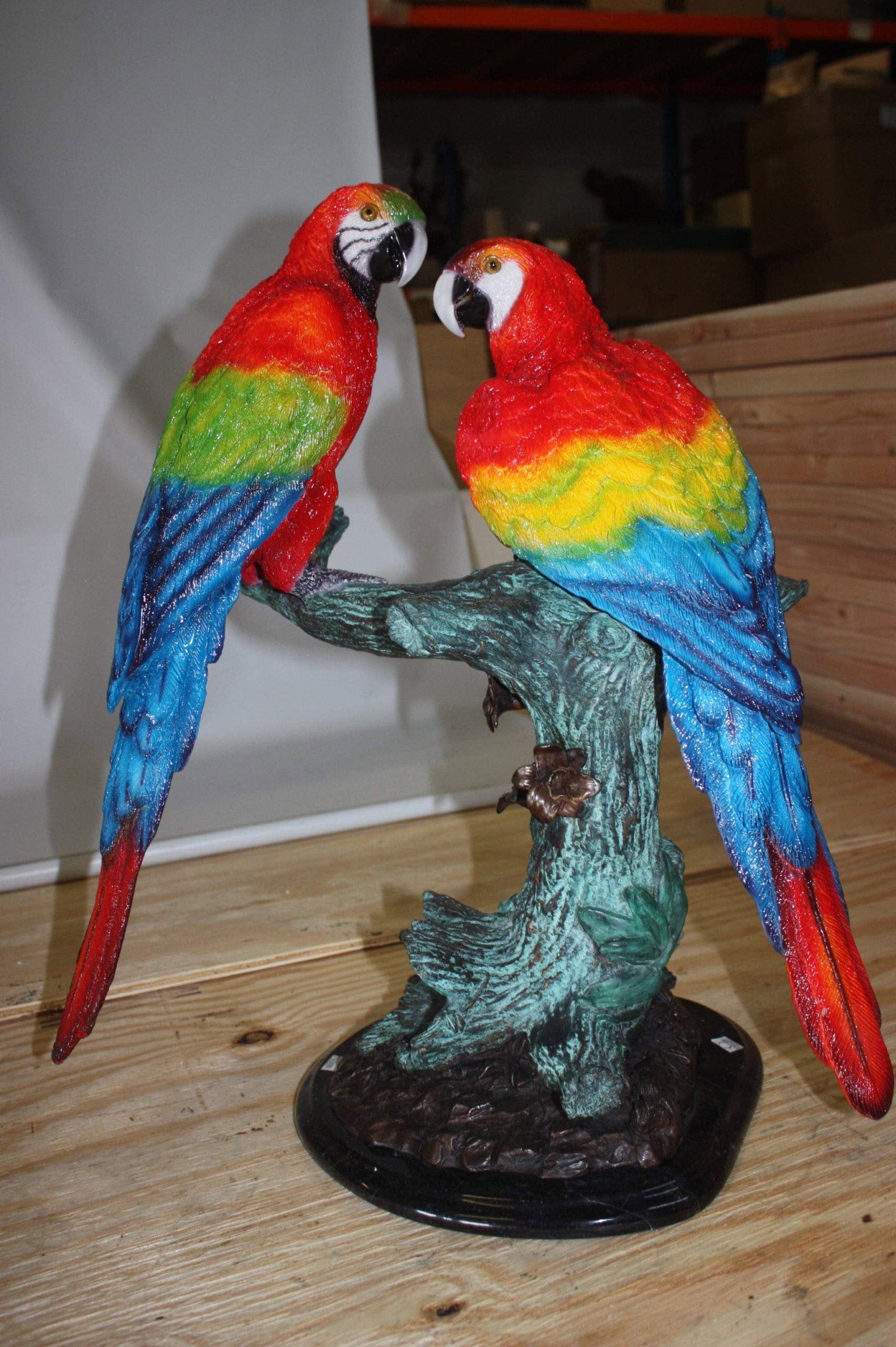 Two Bronze Beautiful Parrots On A Tree - 6