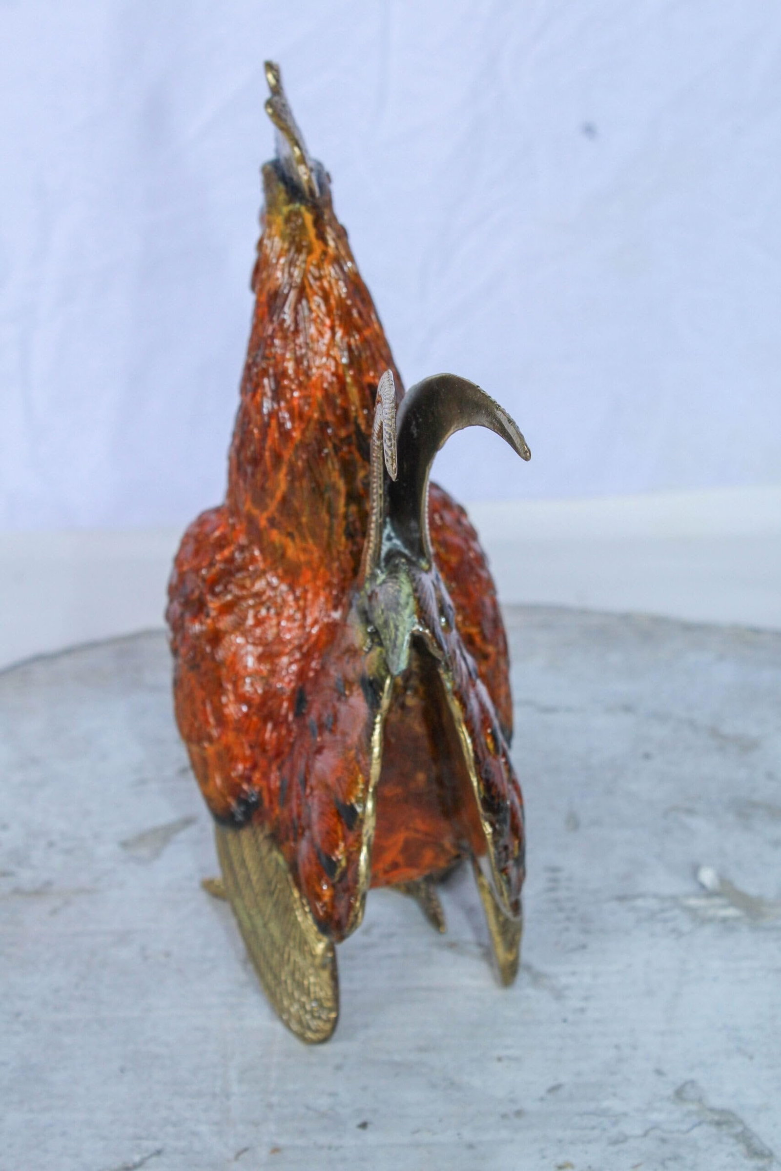 Decorative Bronze Rooster Statue with Red Enamel Finish 9" x 5" x 12"H - 10