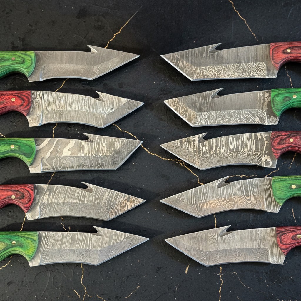10-Piece Damascus Steel Hunting Knife Set 8" Pakkawood Handle Blades Bulk - 2