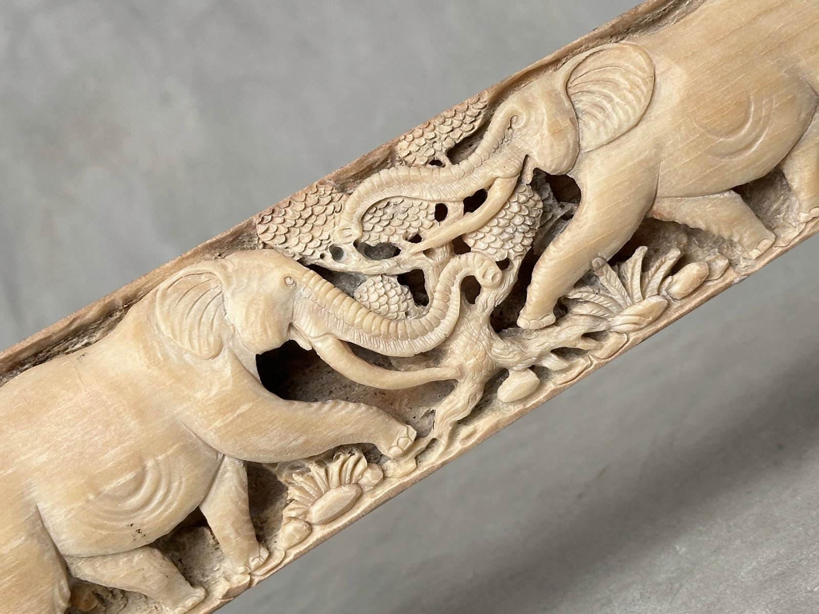 A stunning carved swordfish rostrum - Parade of Savannah elephants - 3