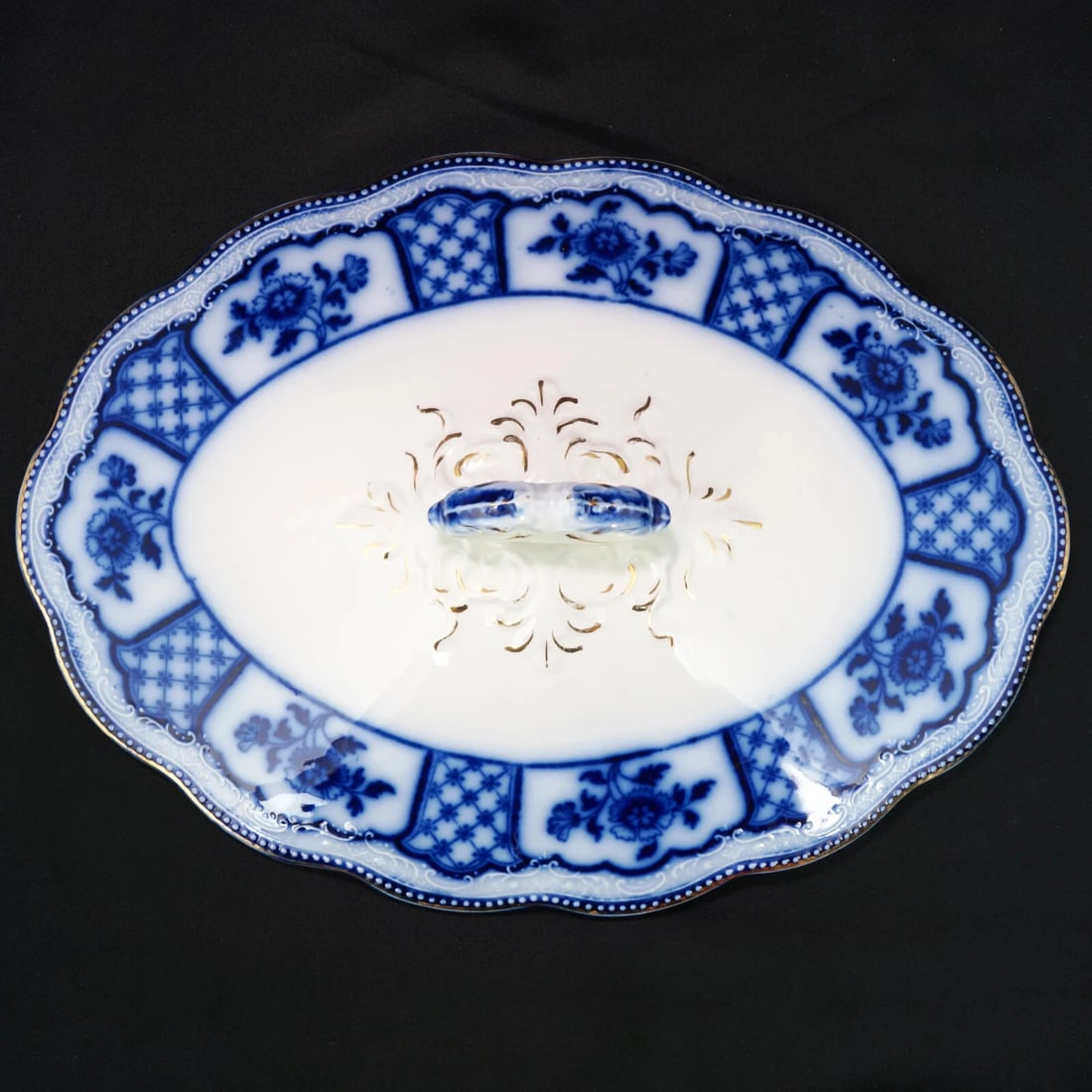 English Flow Blue Serving Dish "Melbourne" - 11