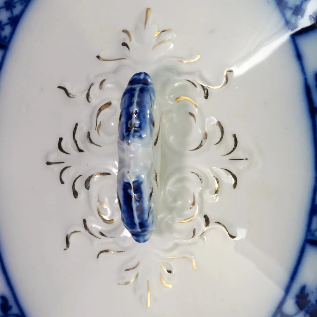 English Flow Blue Serving Dish "Melbourne" - 12