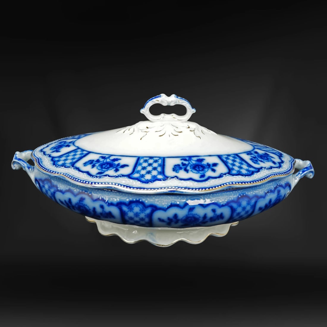 English Flow Blue Serving Dish "Melbourne" - 4