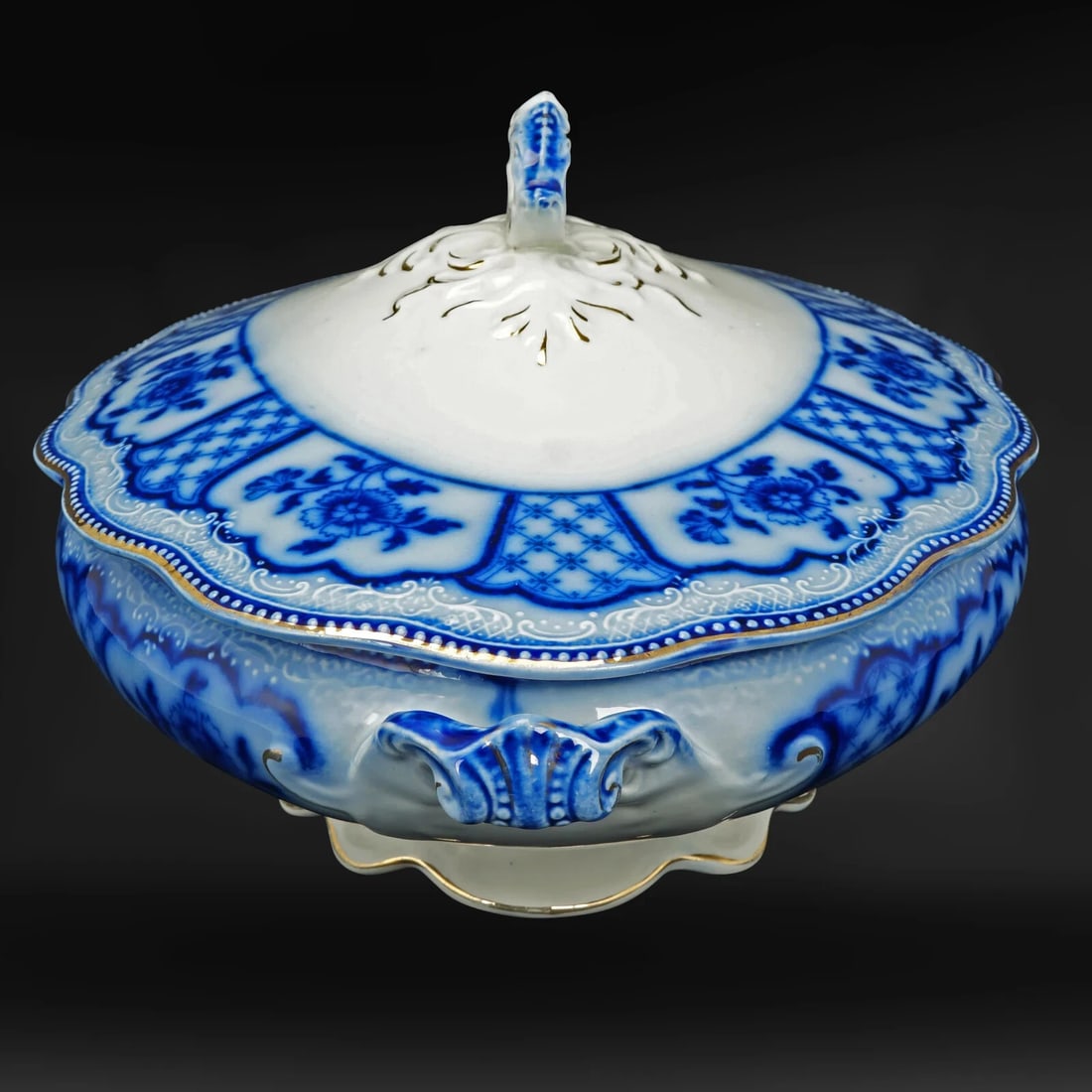 English Flow Blue Serving Dish "Melbourne" - 5