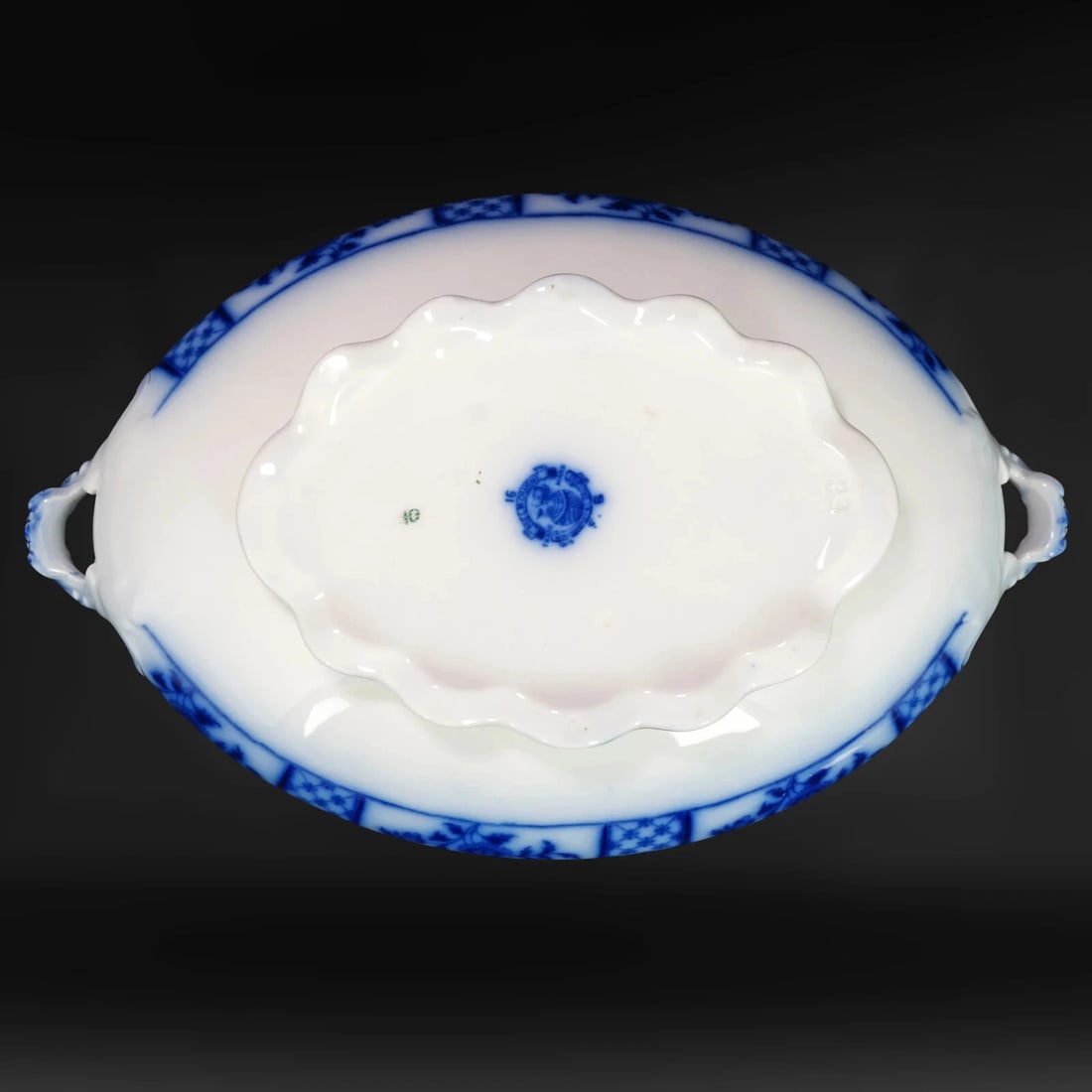 English Flow Blue Serving Dish "Melbourne" - 9