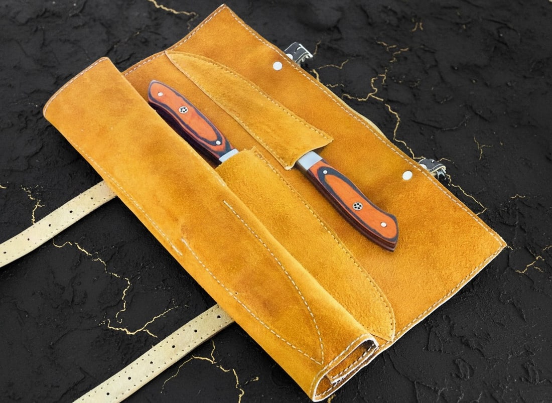 5Pc Professional Damascus Steel Kitchen Knife Set Hand Forged BBQ Cutlery Case - 9