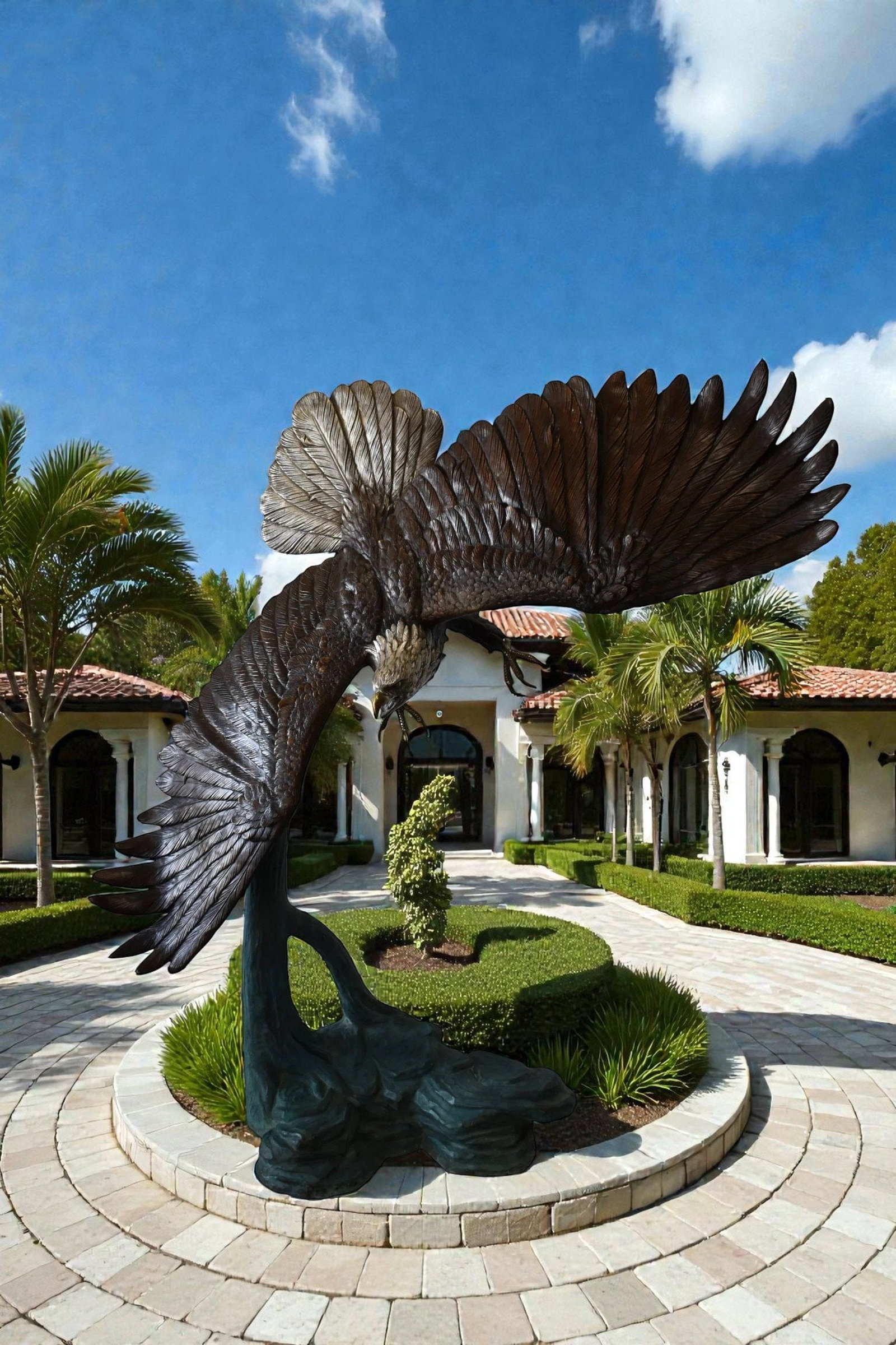 Giant Eagle in Action Looking for His Prey Bronze Statue Size: 78" x 28" x 74"H - 3