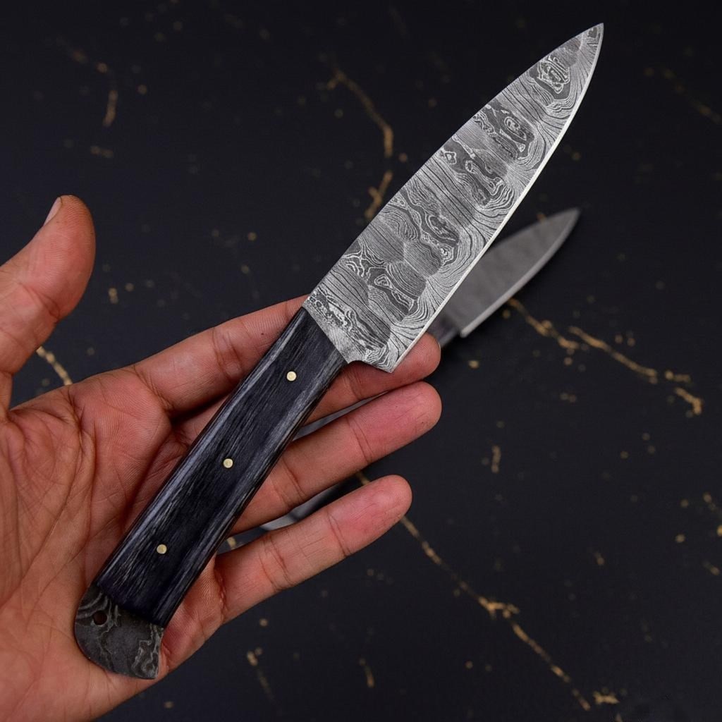 Twist Pattern Damascus Steel Steak Knife Set, 6pc Hand Forged Kitchen Cutlery - 3
