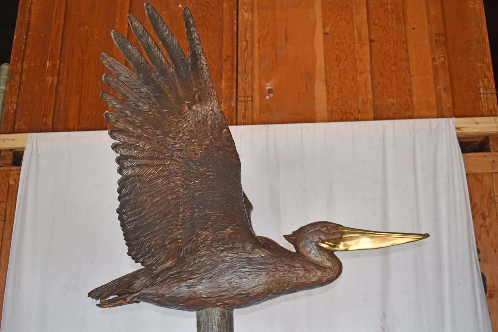 Life Size Pelican on a Three Bronze Statue - Size: 55"L x 46"W x 60"H. - 9