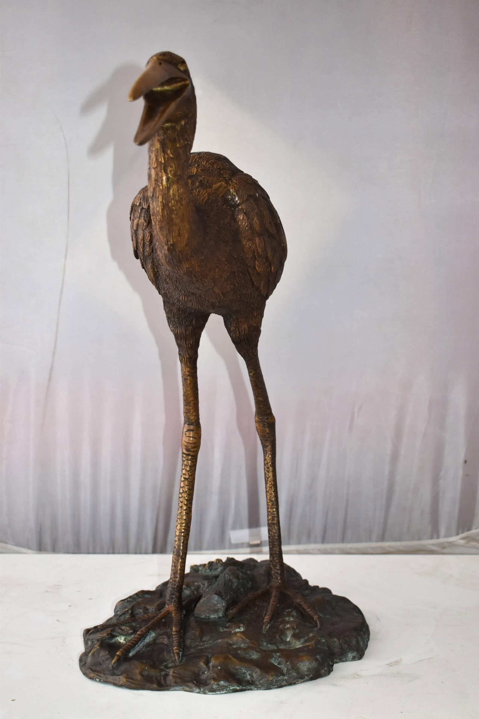 Great Blue Heron Brown Patina Bronze Statue Size: 25" x 15" x 25"H - 10