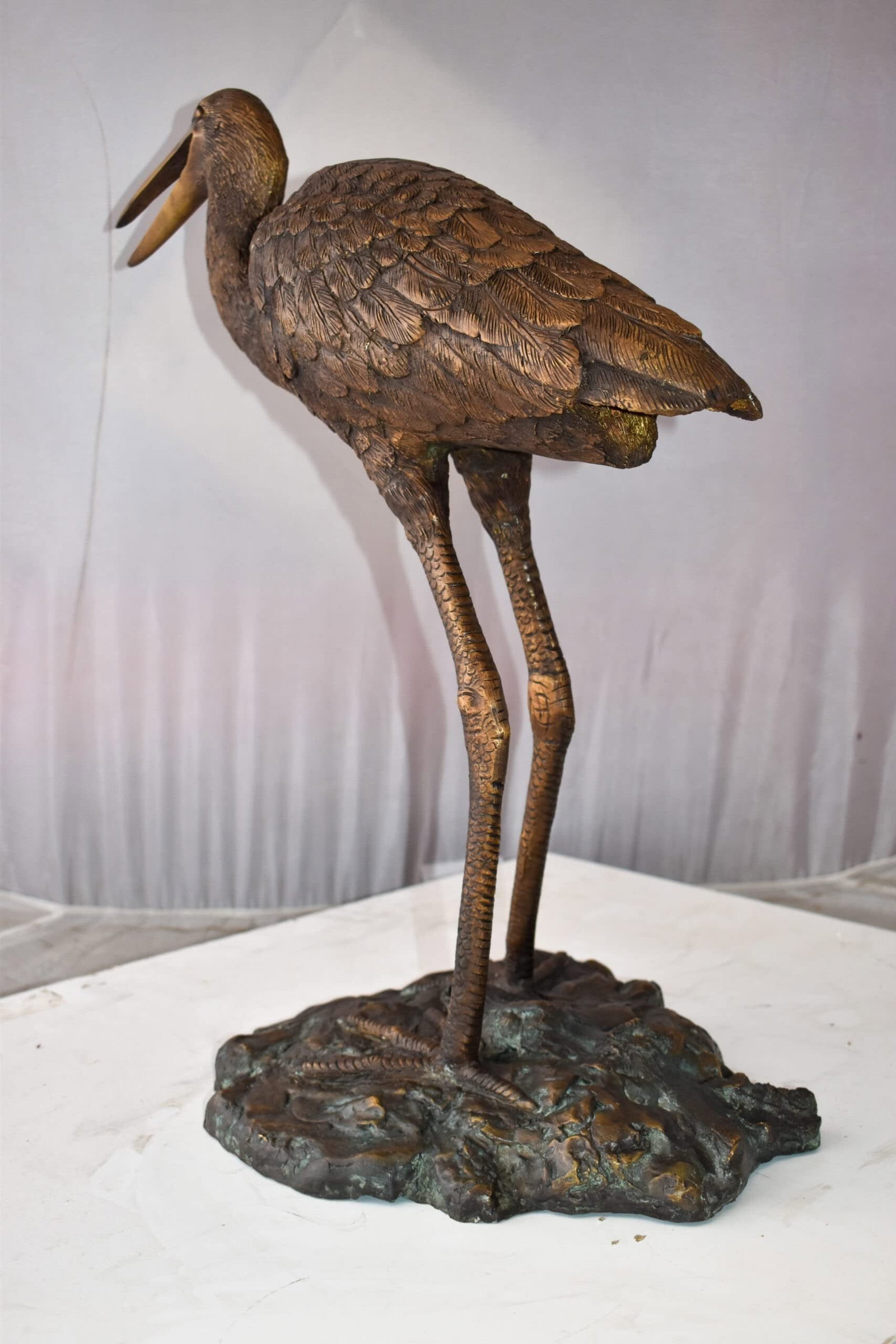 Great Blue Heron Brown Patina Bronze Statue Size: 25" x 15" x 25"H - 6