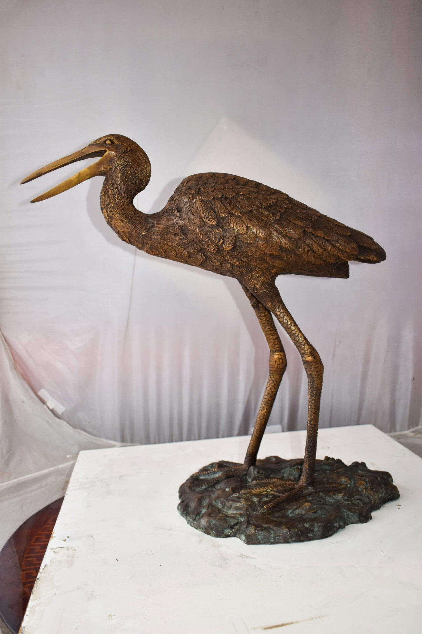 Great Blue Heron Brown Patina Bronze Statue Size: 25" x 15" x 25"H - 8