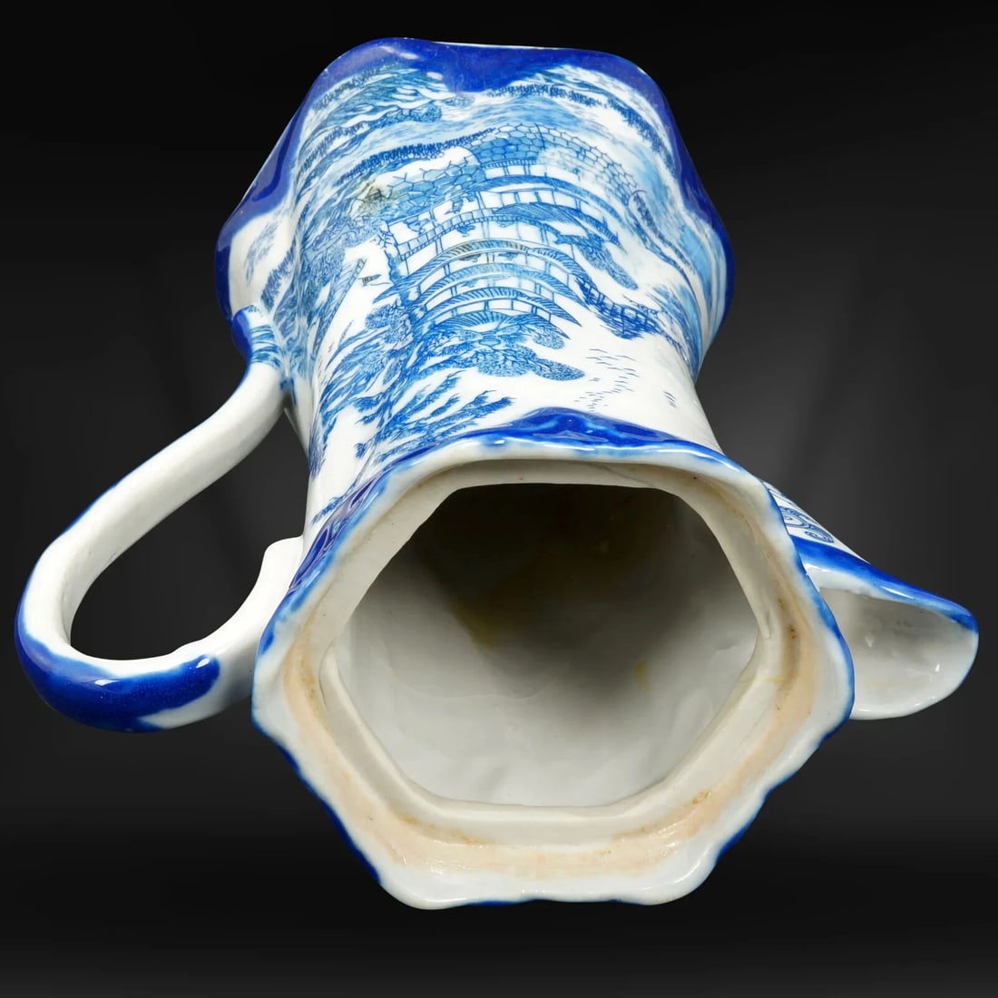 19th C English Flow Blue Chocolate Pot w/ Pagoda - 13