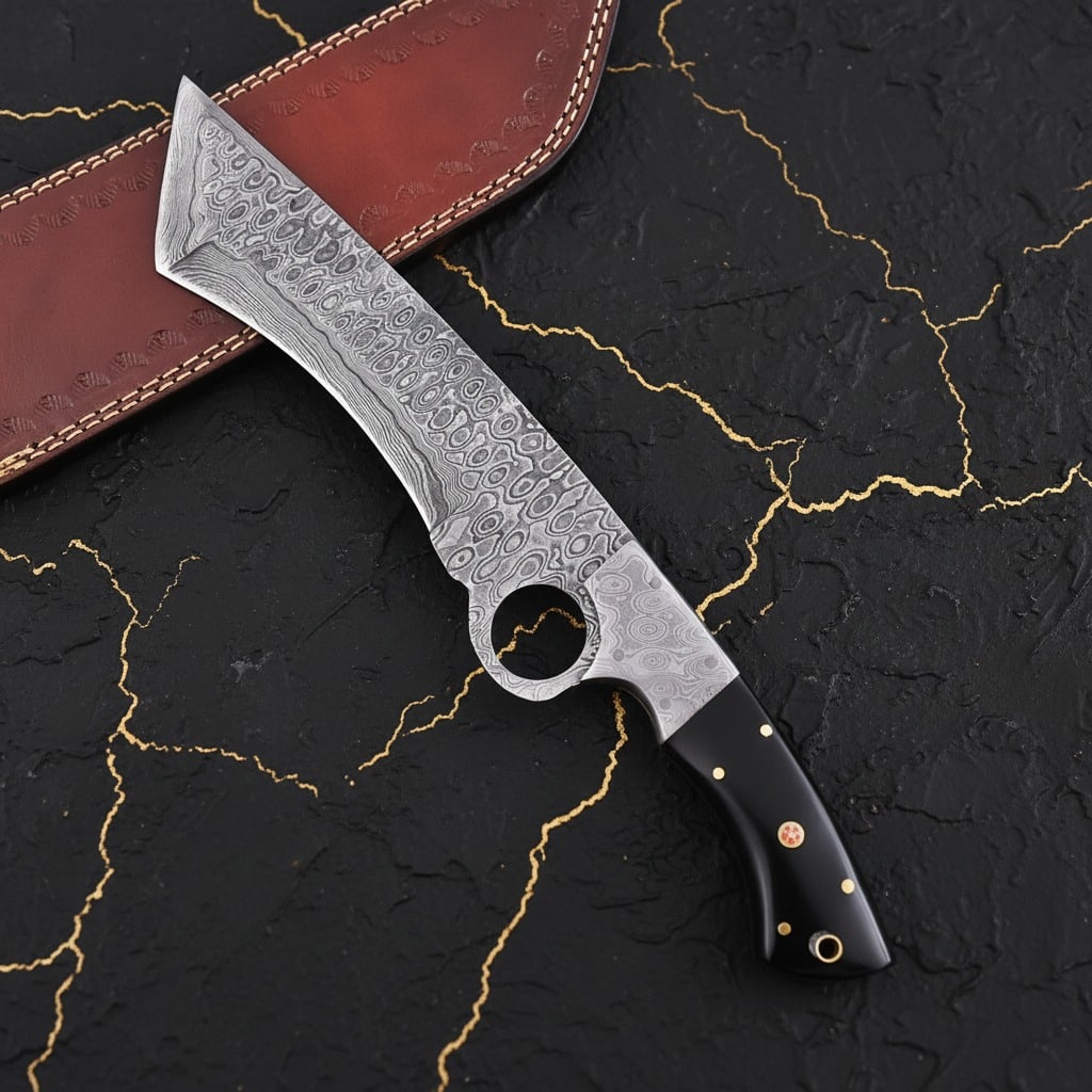 Hand Forged Damascus Steel Tactical Tanto Knife Hunting Blade With Sheath - 4