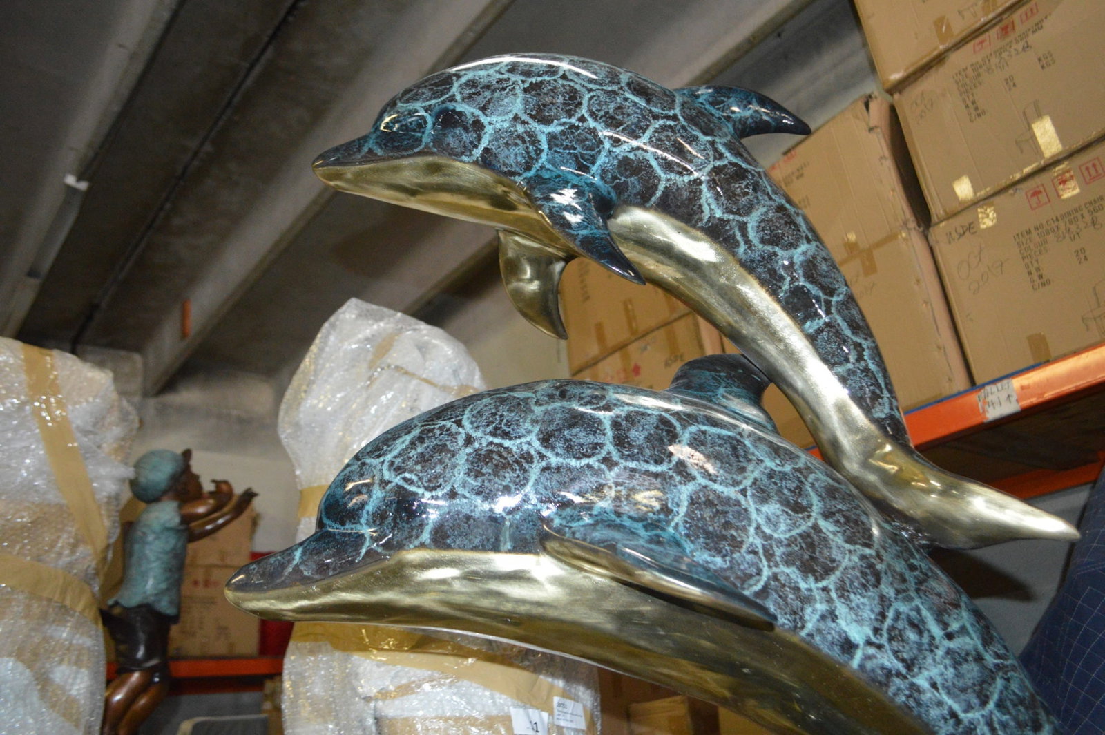 Three Dolphins Overreach Others Bronze Statue - Size: 28"L x 22"W x 89"H. - 11
