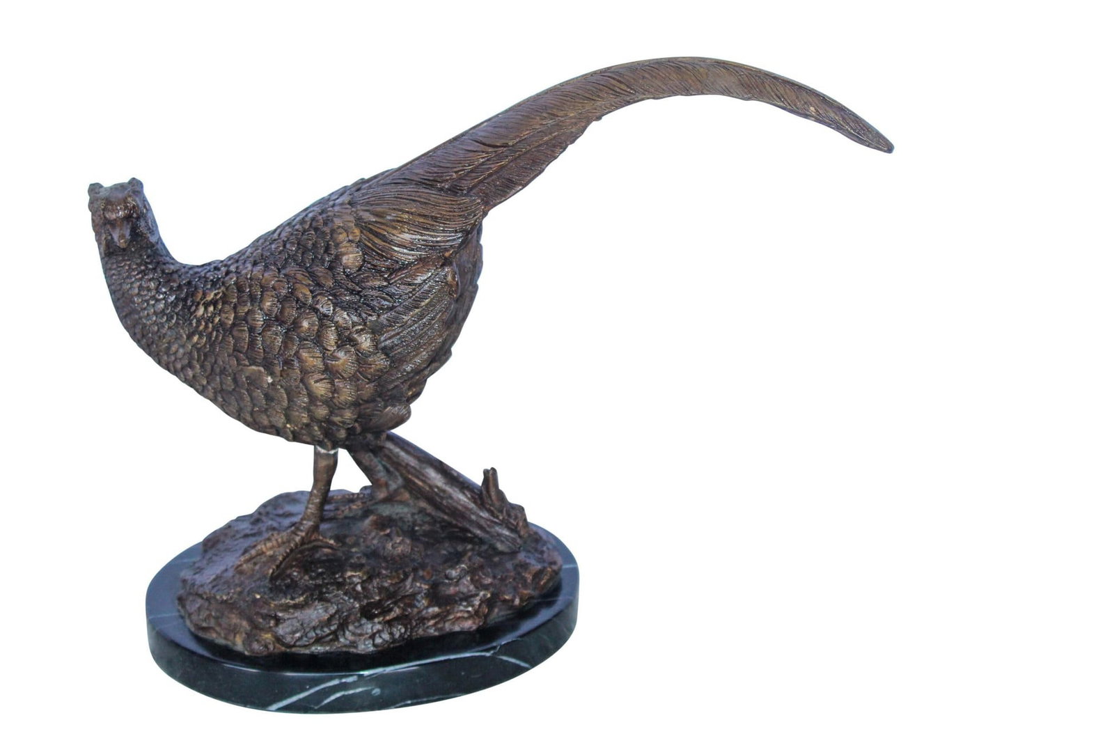 Pheasant Bird Bronze statue mounted on a Marble Base 14" x 6" x 10"H (1 of 10)