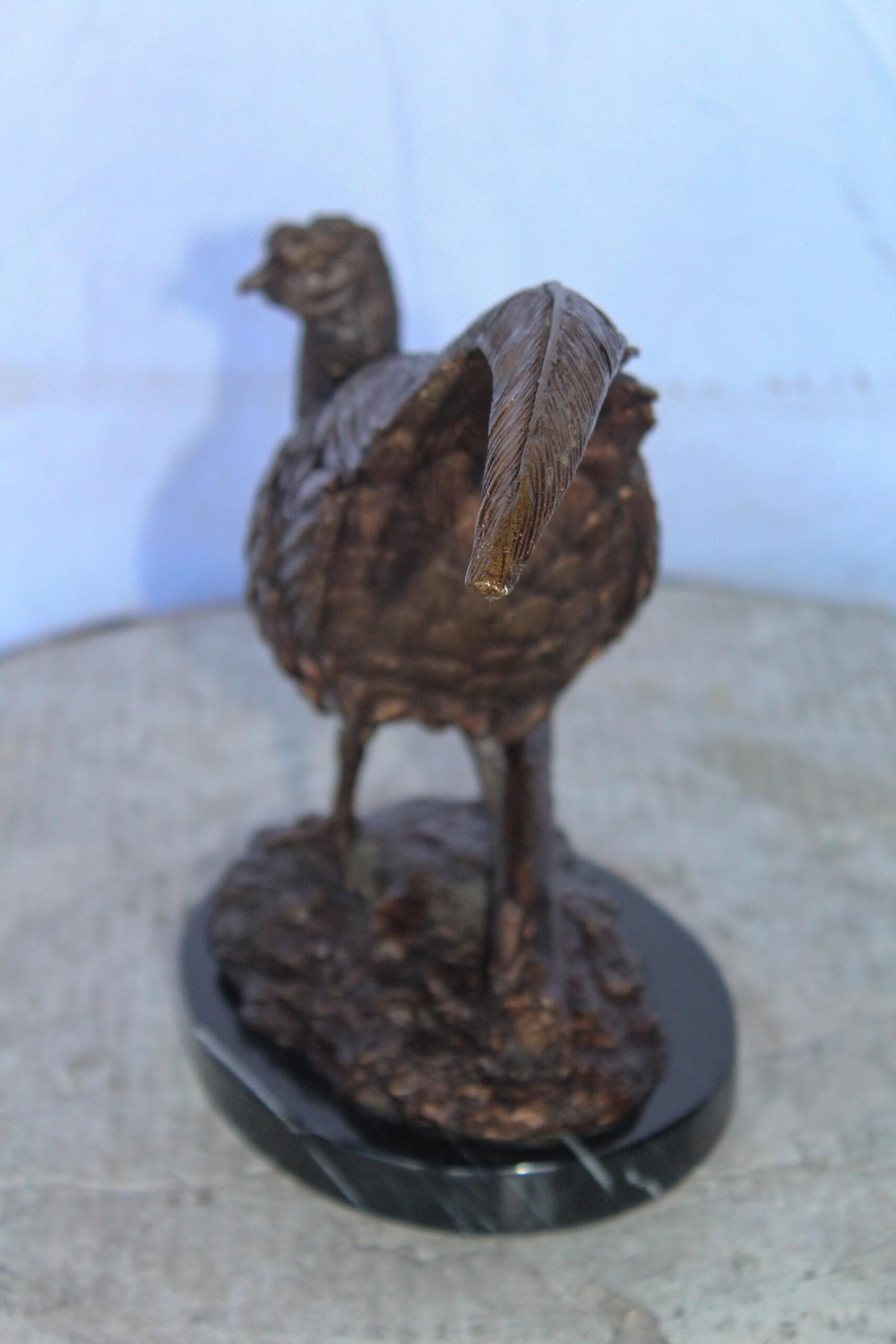 Pheasant Bird Bronze statue mounted on a Marble Base 14" x 6" x 10"H - 6
