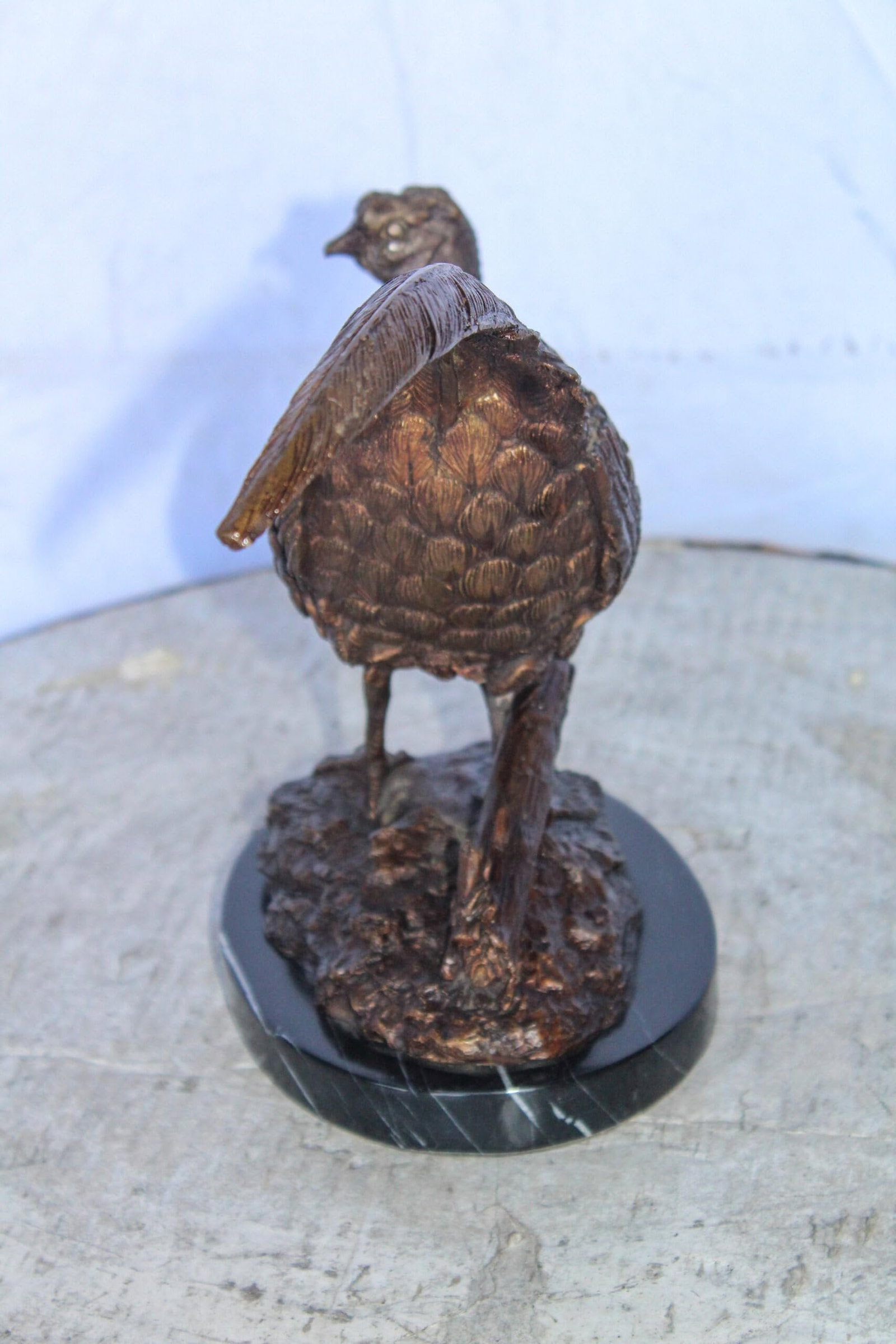 Pheasant Bird Bronze statue mounted on a Marble Base 14" x 6" x 10"H - 7
