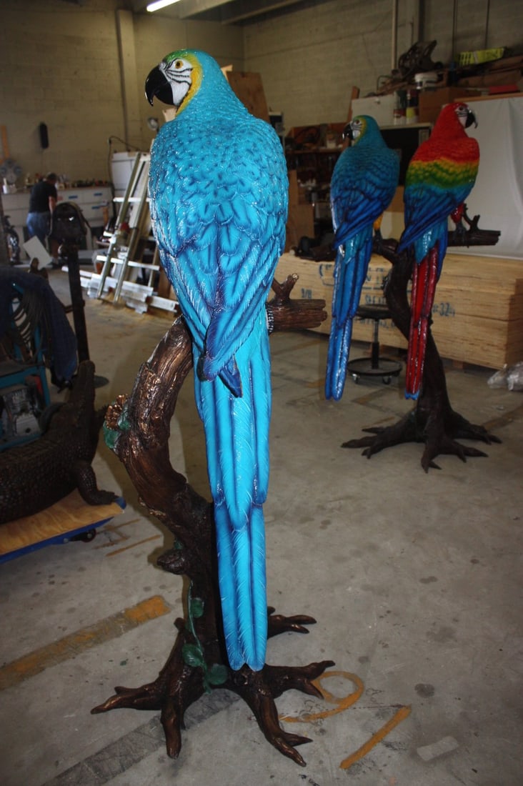 Bronze Single Parrot On A Tree Statue - 10