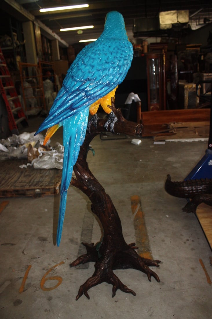 Bronze Single Parrot On A Tree Statue - 11