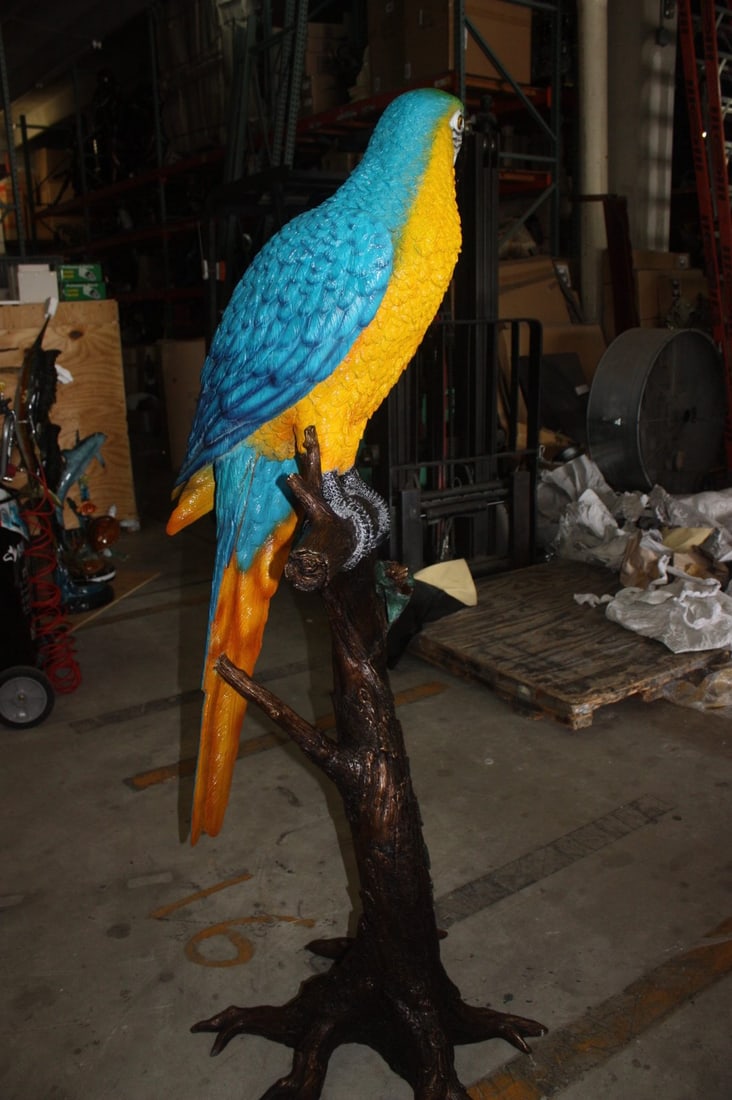 Bronze Single Parrot On A Tree Statue - 12