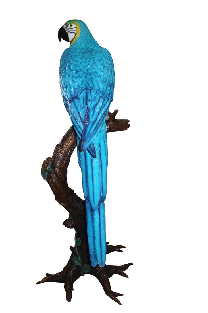 Bronze Single Parrot On A Tree Statue - 3