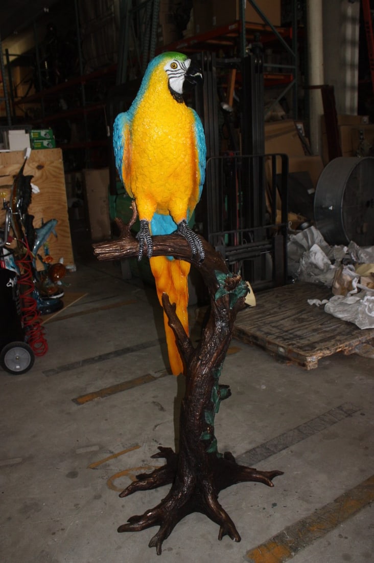 Bronze Single Parrot On A Tree Statue - 5