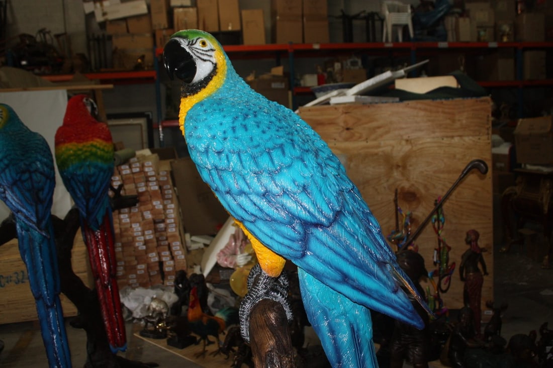Bronze Single Parrot On A Tree Statue - 8