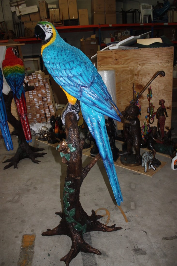 Bronze Single Parrot On A Tree Statue - 9