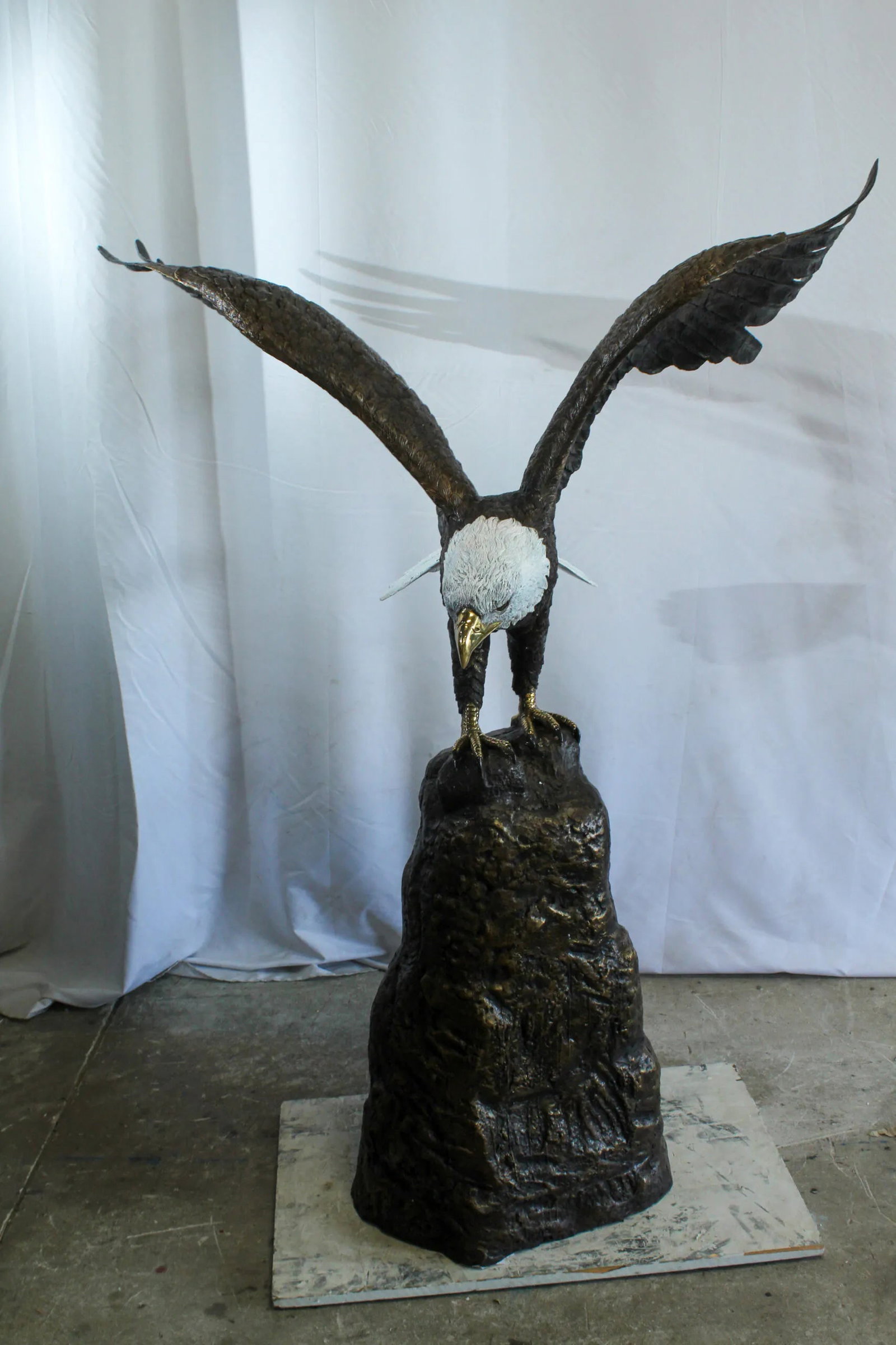 Bald Eagle Bronze Statue with White Head and His Wings Spread 51" x 36" x 58"H - 2